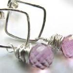 Pink Mystic Quartz Dangle Post Earrings