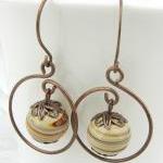 Caramel Swirl And Copper Hoop Earrings