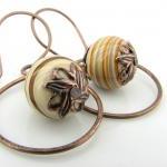 Caramel Swirl And Copper Hoop Earrings