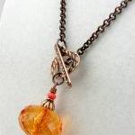 Sparkly Orange Acrylic And Copper Necklace