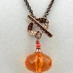 Sparkly Orange Acrylic And Copper Necklace