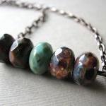 Rustic Czech Glass Earth Tone Beaded Necklace
