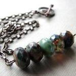 Rustic Czech Glass Earth Tone Beaded Necklace